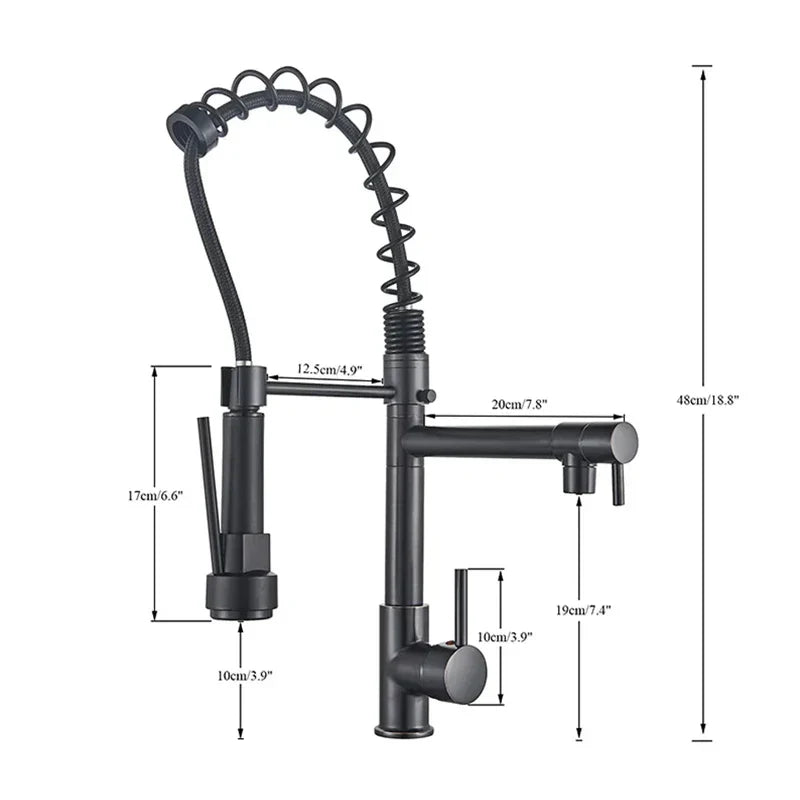 Grifo de cocina LED cepillado Decorbites™ con resorte de extracción, pico giratorio de una sola manija