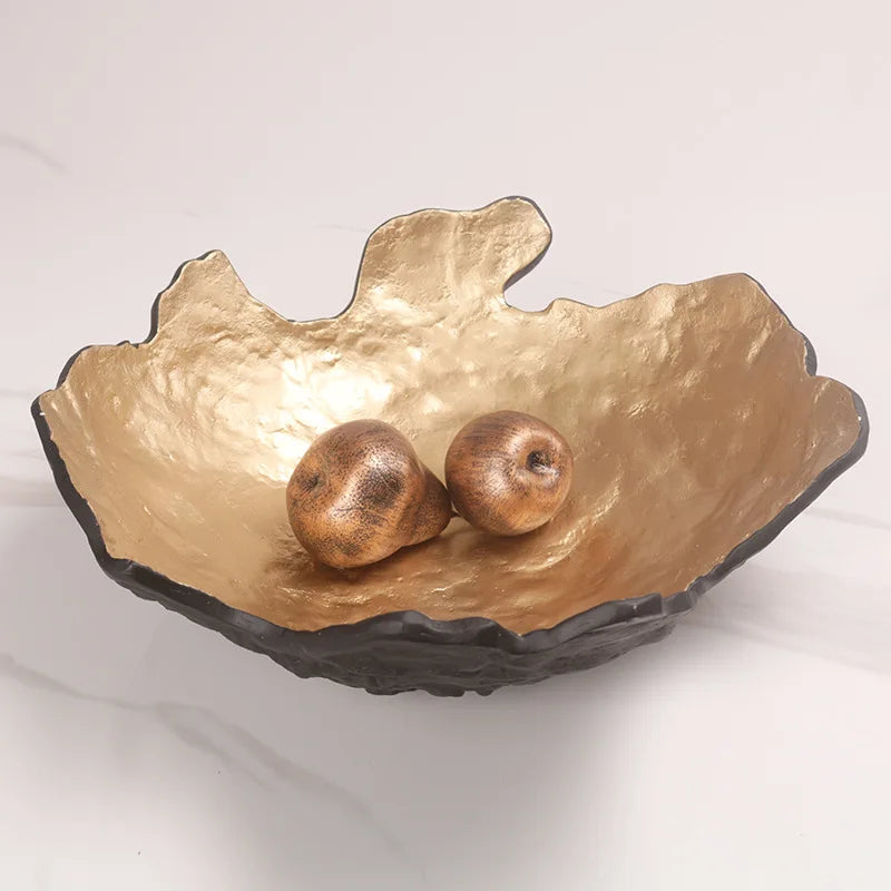 DecorBites™ Golden Resin Fruit Bowl Tray for Home Decor and Storage