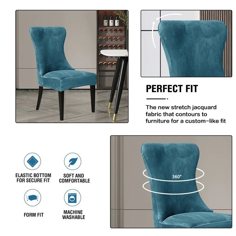 Decobites Velvet Fleece High Back Chair Covers: Elegant, Armless Seat Slipcovers