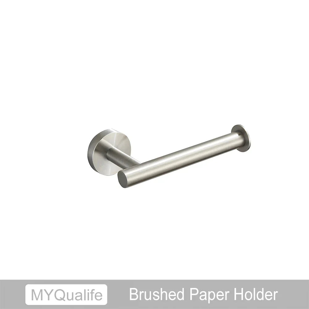 DecorBites™ Brushed Gold Bathroom Hardware Set: Towel Bar, Paper Holder, Robe Hook