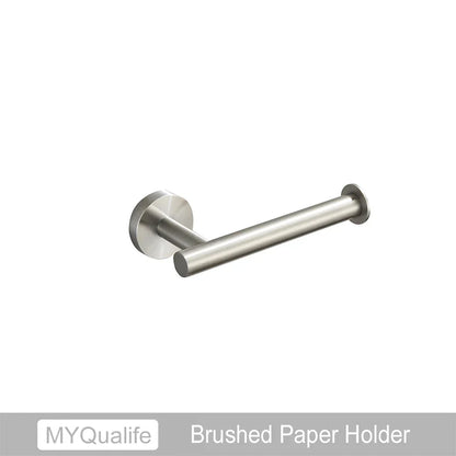 DecorBites™ Brushed Gold Bathroom Hardware Set: Towel Bar, Paper Holder, Robe Hook