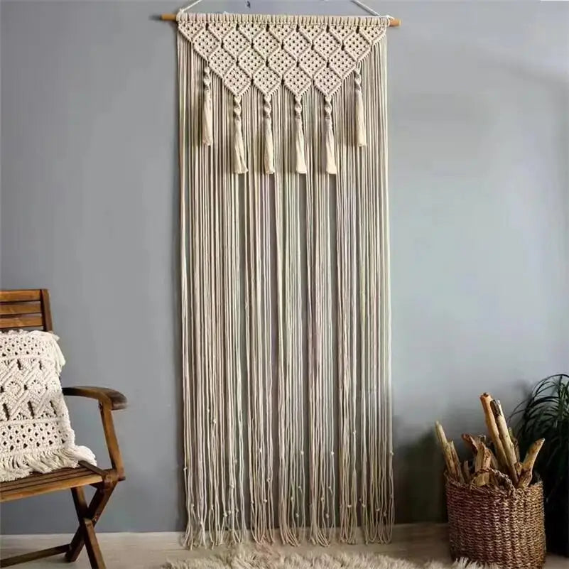 Decobites Macrame Boho Curtain Tapestry with Tassels