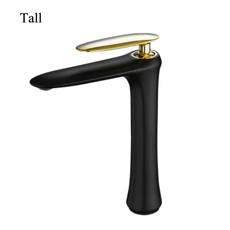 DecorBites™ Black & White Brass Bathroom Faucet with Single Lever Control