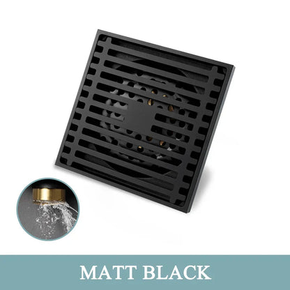 DecorBites™ Brass Square Floor Drain 10x10cm for Bathroom Shower with Insect-Proof Deodorant