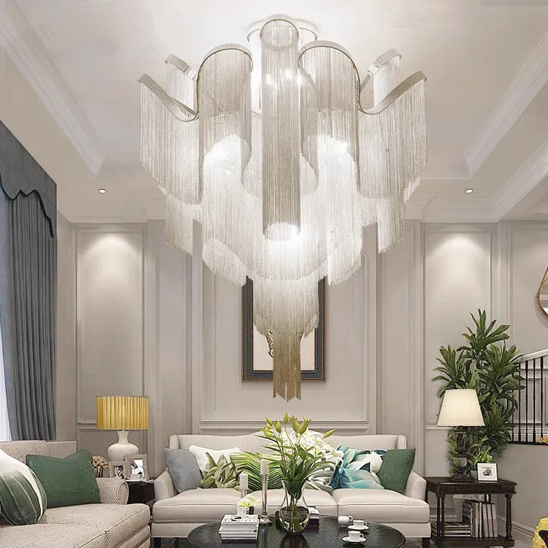 Glass LED Pendant Chandelier Gold 100cm Dimmable