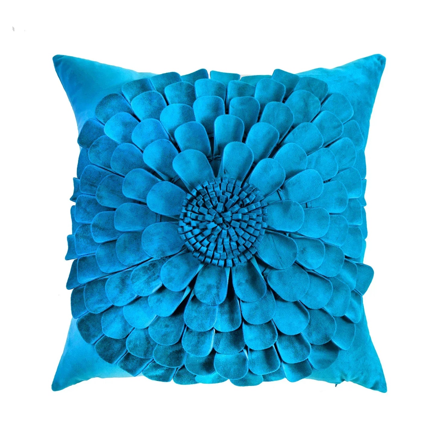 أغطية وسائد مخملية ثلاثية الأبعاد من DecorBites™ بتصميم زهور باللون الأصفر والبيج مقاس 45×45 سم