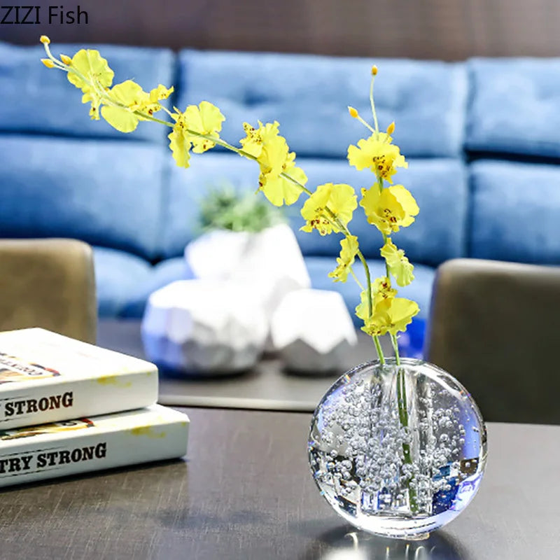 DecorBites™ Clear Glass Vase Flower Pot for Desk Decoration and Floral Arrangements