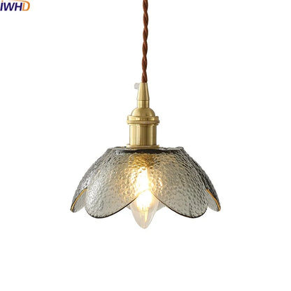 DecorBites™ Glass Copper LED Hanging Light: Nordic Pendant Lamp, Living Room Bedroom Coffee Knob Switch