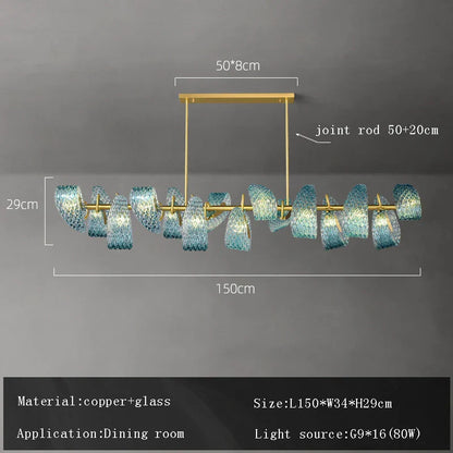 ثريا سقف زجاجية زرقاء على شكل زهرة من ديكوربايتس™، مصابيح نحاسية معلقة