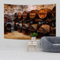 Decobites Vintage Brick Wall Tapestry Oak Barrel Home Decor