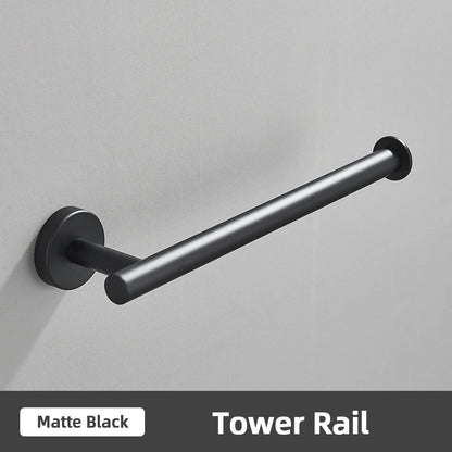DecorBites™ Brushed Gold Bathroom Accessories Set: Towel Rail, Paper Holder, Hook, Stainless Steel