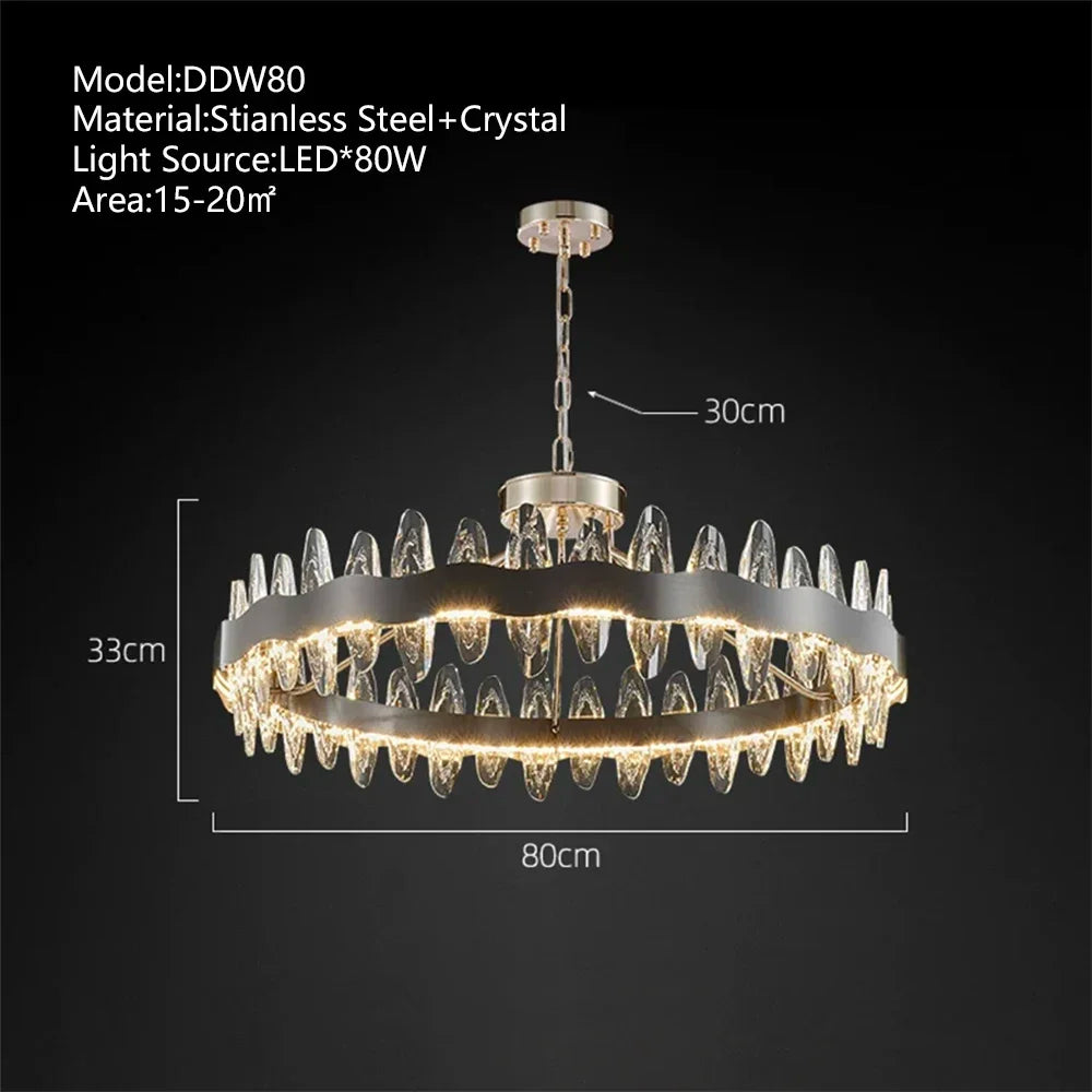 DecorBites™ Crystal LED Chandelier: Luxury Living Room Pendant Light with Modern Design