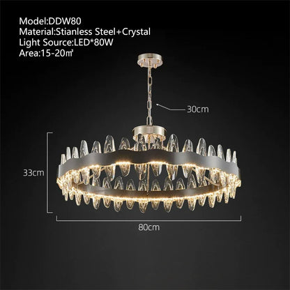DecorBites™ Crystal LED Chandelier: Luxury Living Room Pendant Light with Modern Design