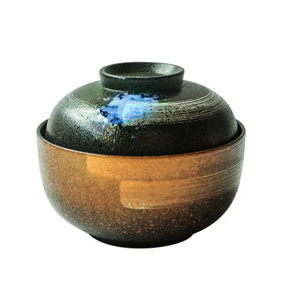 DecorBites™ Japanese Ceramic Ramen Bowl Set - Noodle Soup & Rice Bowl with Lid