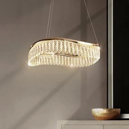 DecorBites™ Golden Crystal Chandelier Luxury Round Pendant Lamparas Art Decor Fixture