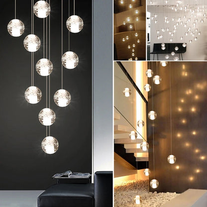 Dropshipping Villa Staircase Pendant Lights Long Cable Hanging crystal glass ball droplight for Restaurant Bar Indoor Decorative