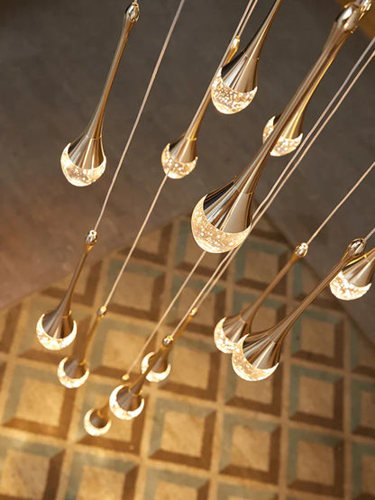 DecorBites™ Crystal Chandelier: Modern LED Water Droplet Staircase Light