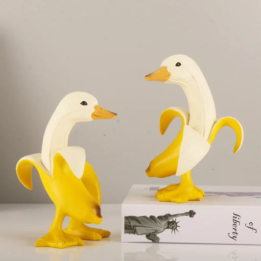DecorBites™ Banana Duck Sculpture: Cute Funny Animal Figurine for Home Decor