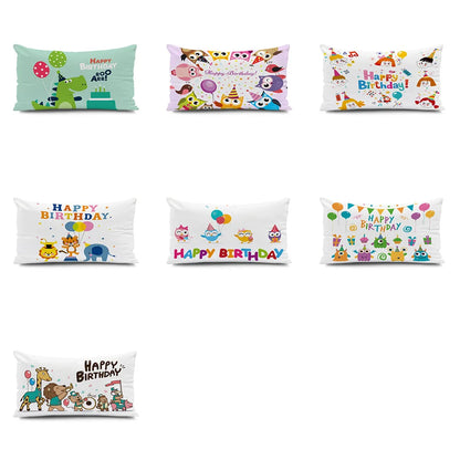 DecorBites™ Dinosaur Animal Happy Birthday Pillowcase - Children's Home Decor - Short Velvet