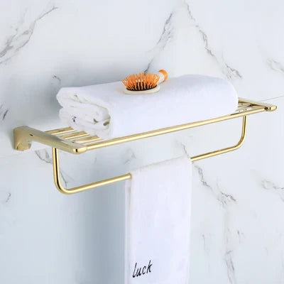 Conjunto de Herrajes para Baño Decorbites™ de Oro: Perchero para Toallas, Estante, Sostenedor de Papel, Sostenedor de Toallas, Sostenedor de Cepillo para Inodoro