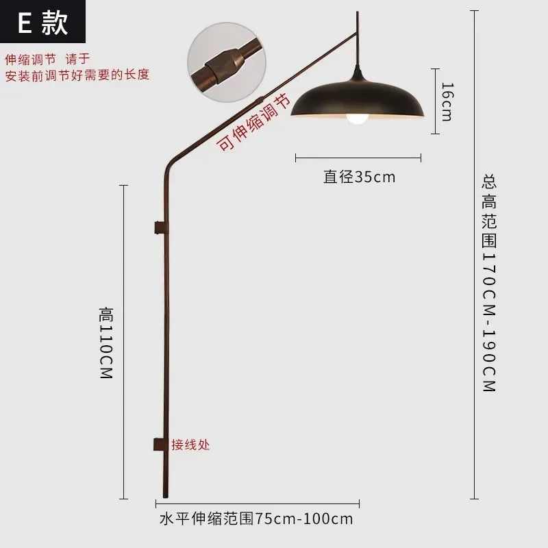 DecorBites™ Gold/Black Swing Arm Telescopic Wall Lamp LED E27 - Designer Hotel Restaurant Hall