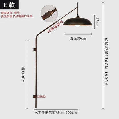 DecorBites™ Gold/Black Swing Arm Telescopic Wall Lamp LED E27 - Designer Hotel Restaurant Hall