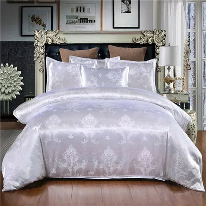 Decobites Luxury Jacquard King Size Bedding Set: European-Inspired Elegance for Queen & Double Beds