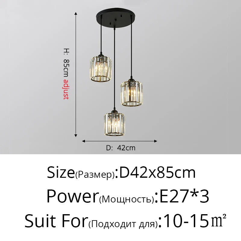 DecorBites™ Crystal Chandelier Luxury Ceiling Lamp LED Modern Pendant Light for Indoor Spaces