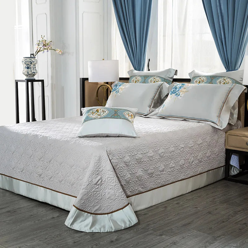 Juego de cama DecorBites™ 200S de algodón egipcio bordado, incluye sábanas y funda nórdica (tamaños Queen y King).