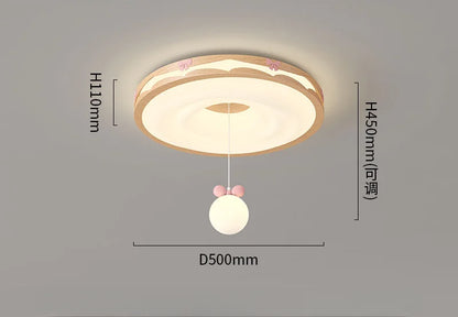 Lámpara de techo colgante redonda DecorBites™ Cream Wind Walnut para dormitorio principal, estilo retro cálido