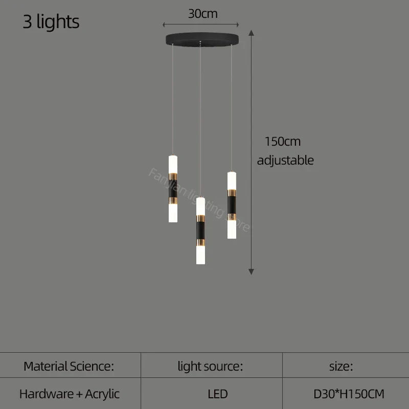 Lámpara de araña LED DecorBites™ para escalera, mesa de comedor o cocina. Lámpara de araña acrílica.
