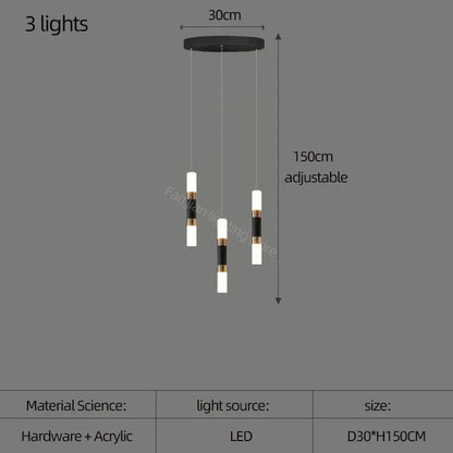 Lámpara de araña LED DecorBites™ para escalera, mesa de comedor o cocina. Lámpara de araña acrílica.