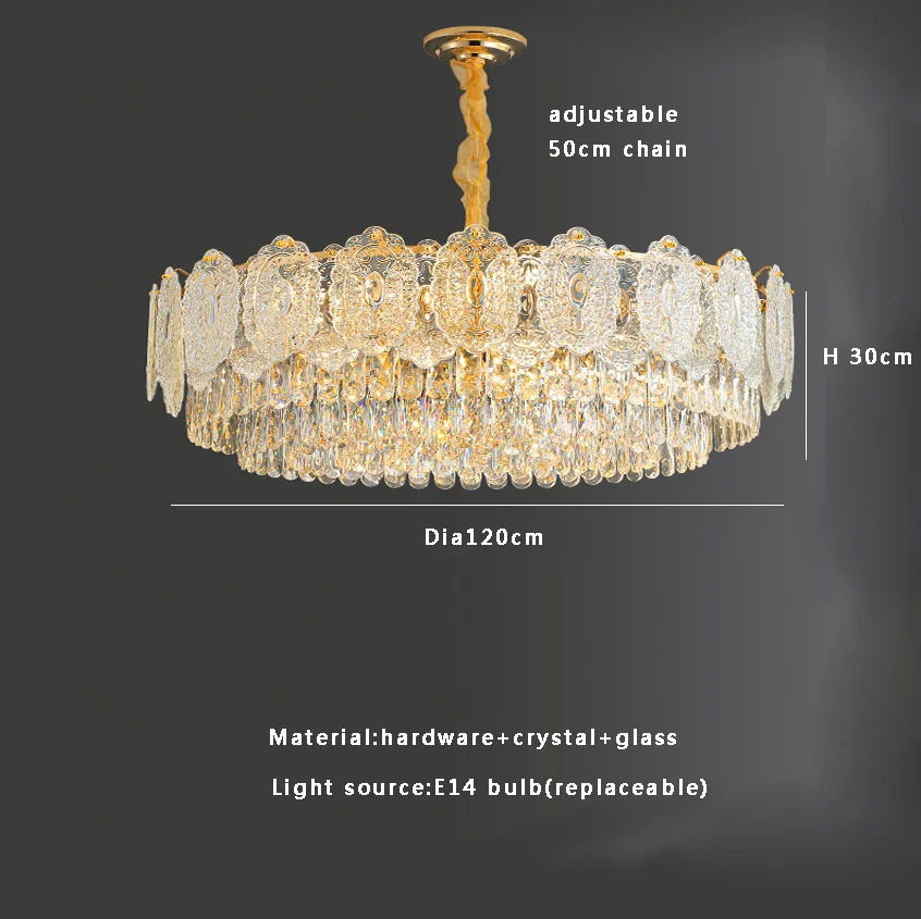 Lámpara de mesa de comedor de cristal dorado Decorbites™ | Luces de colgante de cristal redondo moderno