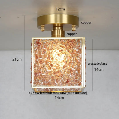 DecorBites™ Crystal Glass LED Ceiling Light Copper Canopy Nordic Modern Design