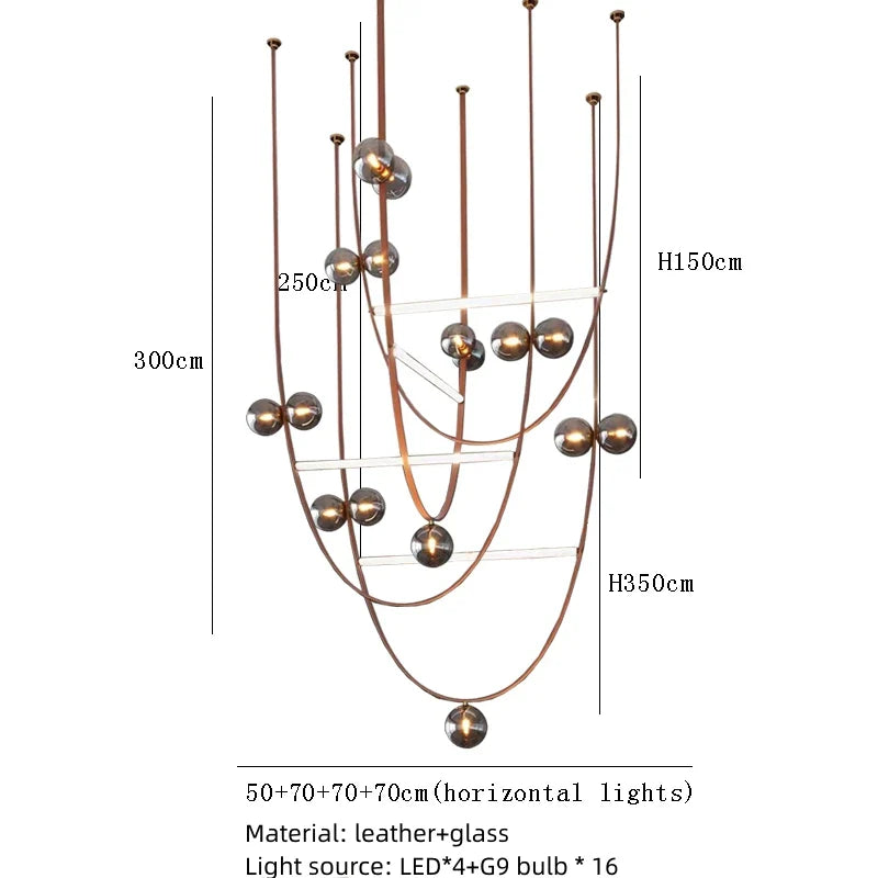 DecorBites™ Leather Chandeliers 2023 LED Minimalist Home Decor Lighting for Living Room