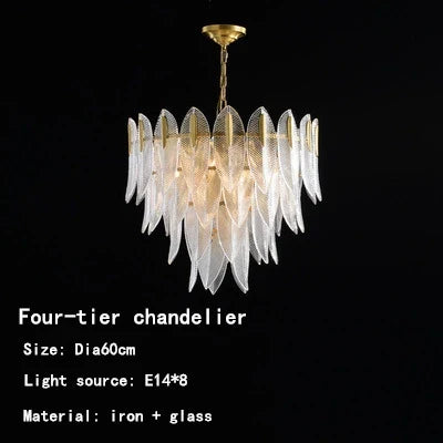DecorBites™ Leaf Glass Pendant Lamp: Modern Luxury Crystal Suspension for Living Room, Restaurant, Bedroom.