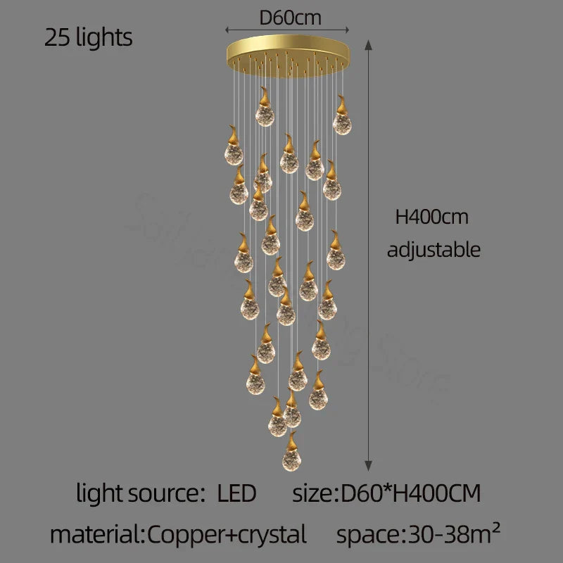 DecorBites™ Gourd Shaped Crystal Chandelier for Living Room & Restaurant