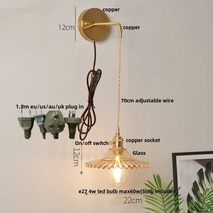 DecorBites™ Glass Wall Lamp with Pull Chain Switch and Adjustable LED Light