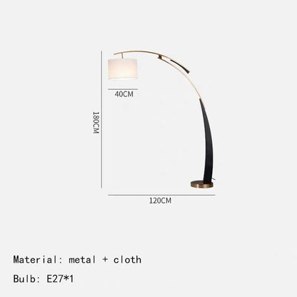 DecorBites™ Adjustable Metal Floor Lamp with White Cloth Shade & Long Arm for Living Room