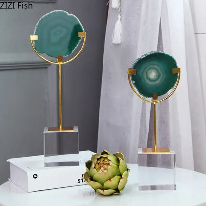 Adornos DecorBites™ con base de cristal: Obras de arte en ágata y fluorita, decoración moderna para el hogar.