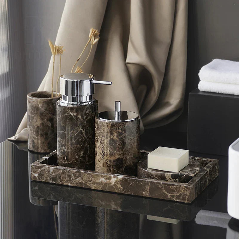 DecorBites™ Emperador Dark Marble Bathroom Set with Luxury Accessories