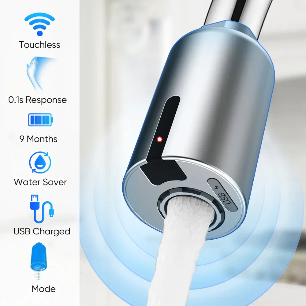 DecorBites™ Intelligent Faucet Sensor Mixer for Bathroom Kitchen - Water-Saving Red Light Adapter