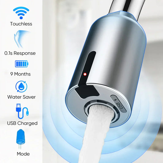 DecorBites™ Intelligent Faucet Sensor Mixer for Bathroom Kitchen - Water-Saving Red Light Adapter