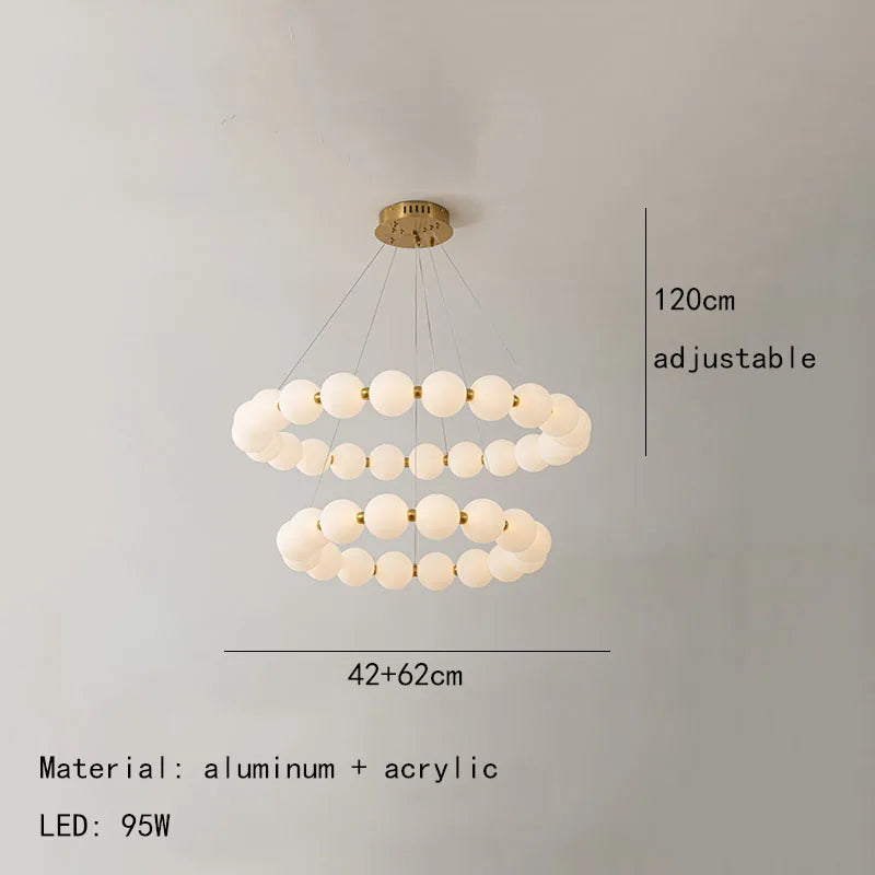 DecorBites™ Brass LED Pendant Light Dimmable Acrylic Ball Luminaire for Bedroom & Living Room