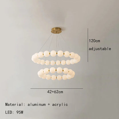 DecorBites™ Brass LED Pendant Light Dimmable Acrylic Ball Luminaire for Bedroom & Living Room