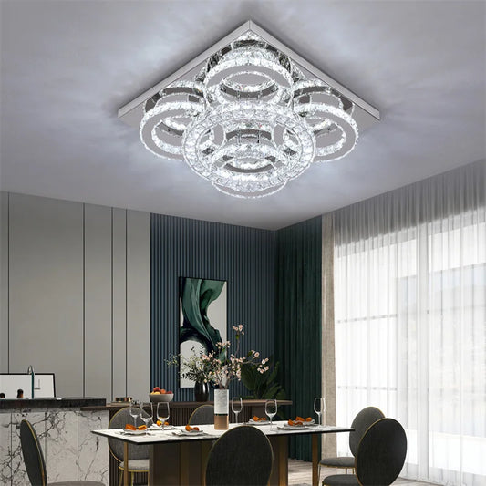 DecorBites™ Crystal LED Ceiling Chandelier: Elegant 3-Side Nordic Indoor Light for Living Room