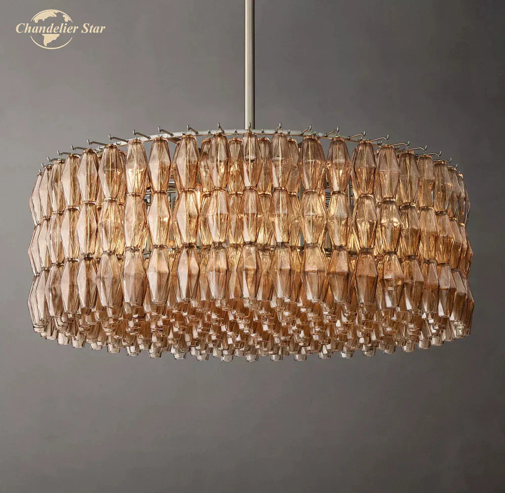 DecorBites™ LED Smoke Glass Chandelier Pendant Light for Living Room Decor