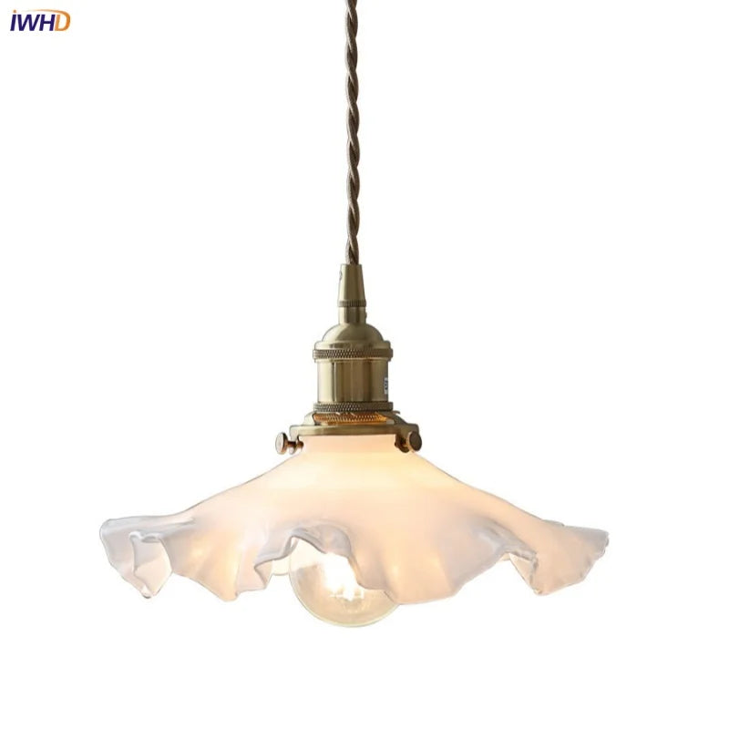DecorBites™ LED Pendant Lamp with Adjustable Brass Knob Switch & White Glass