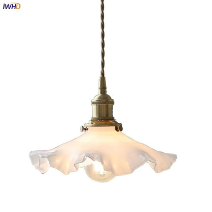 DecorBites™ LED Pendant Lamp with Adjustable Brass Knob Switch & White Glass