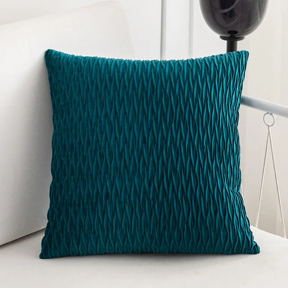 Decobites Velvet Striped Pleated Square Pillowcase